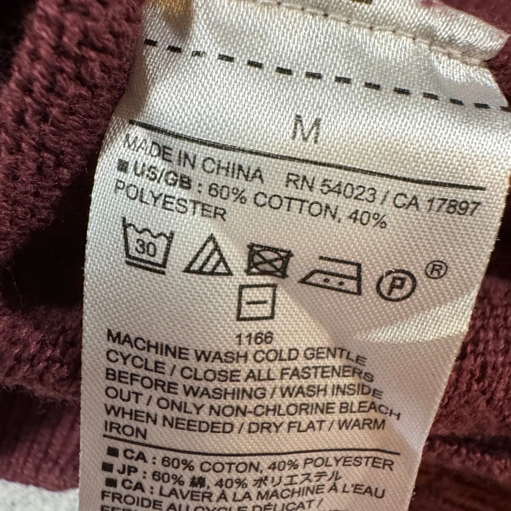 Banana Republic Mens Quarter Zip Pullover Sweater Size M Burgundy Cotton Blend